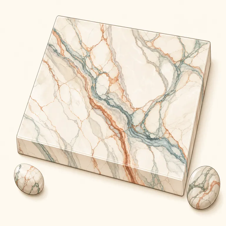 marbling（大理石模様・名詞）の覚え方イラスト — marbling は marble「大理石」から考えると自然に覚えられます