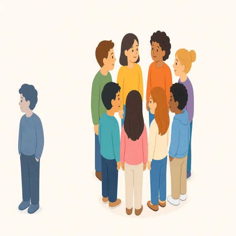 marginalizing（疎外する・動詞）の覚え方イラスト — margin（余白・端）と marginal（周辺の）を知っていれば覚えやすい語