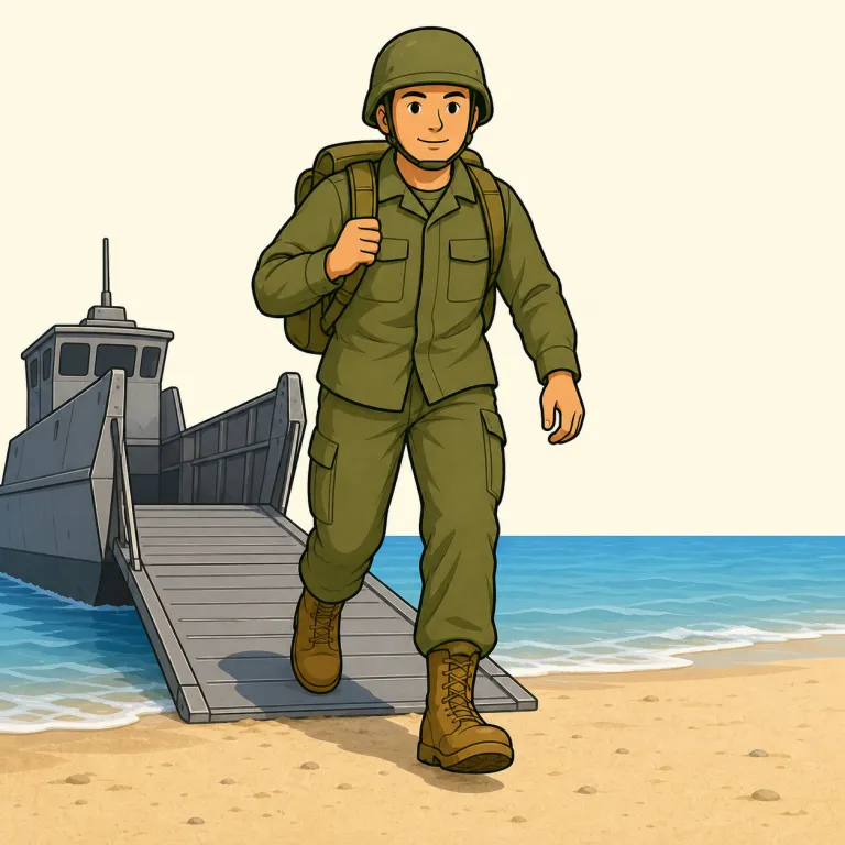marine（海兵隊員・noun）の覚え方イラスト
