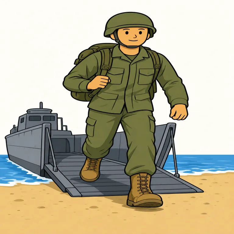 marine（海兵隊の・adjective）の覚え方イラスト