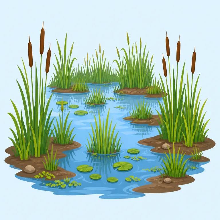 marsh（沼地・名詞）の覚え方イラスト — このエントリの marsh は「沼地」として覚える用法です