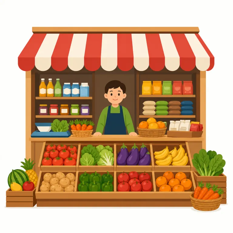 mart（市場 / 商店・名詞）の覚え方イラスト — mart は market の短い形だと押さえるのが最短です