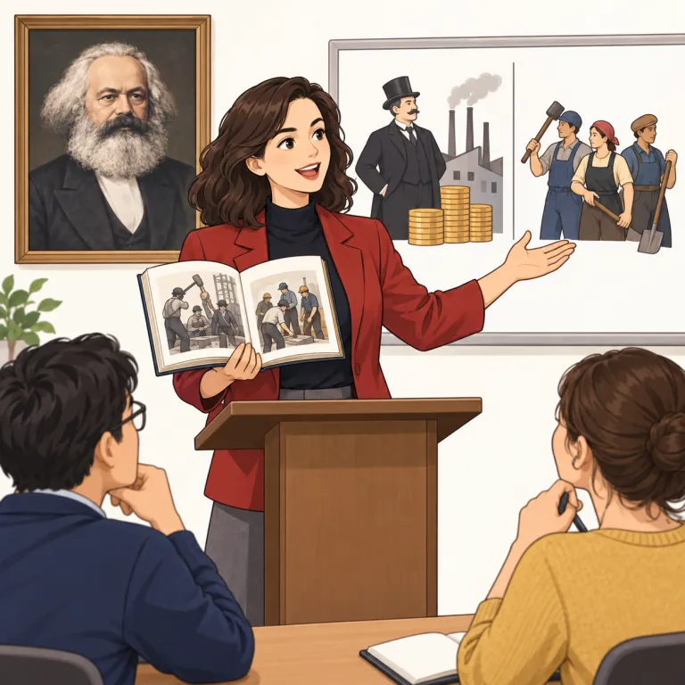 Marxist（マルクス主義の・形容詞）の覚え方イラスト — Marxist は Marx + -ist と見て、「マルクス主義に関係する」と押さえると記憶しやすいです