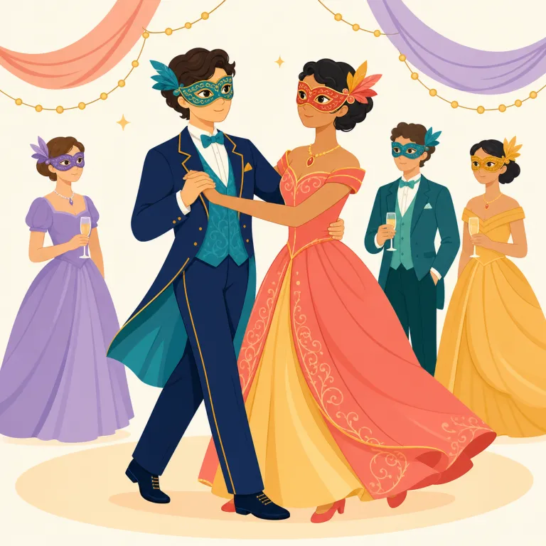 masquerade（仮面舞踏会・名詞）の覚え方イラスト — mask が見えたらまず当たりです