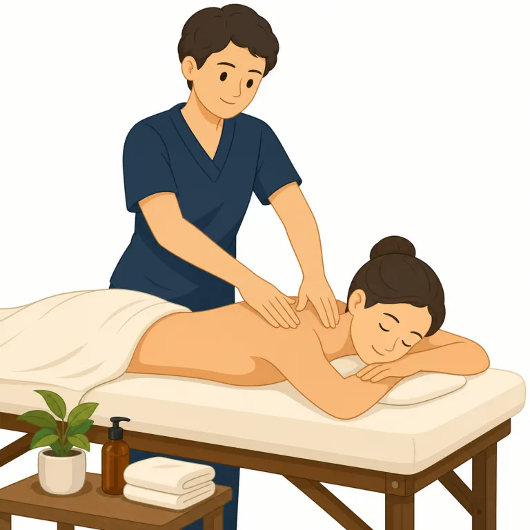 masseur（マッサージ師・名詞）の覚え方イラスト — massage を知っていれば核はすぐ見える語