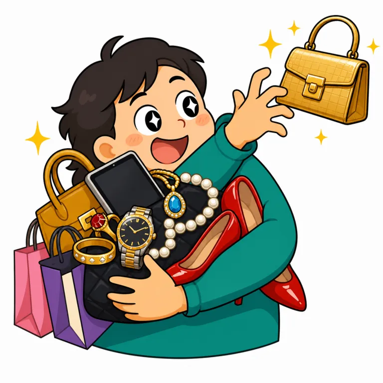 materialistic（物欲の強い・adjective）の覚え方イラスト