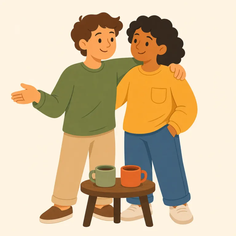 matey（親しげな、気さくな・形容詞）の覚え方イラスト — mate が「仲間」なので、matey はまず「仲間みたいな接し方」をする語だと押さえると覚えやすいです
