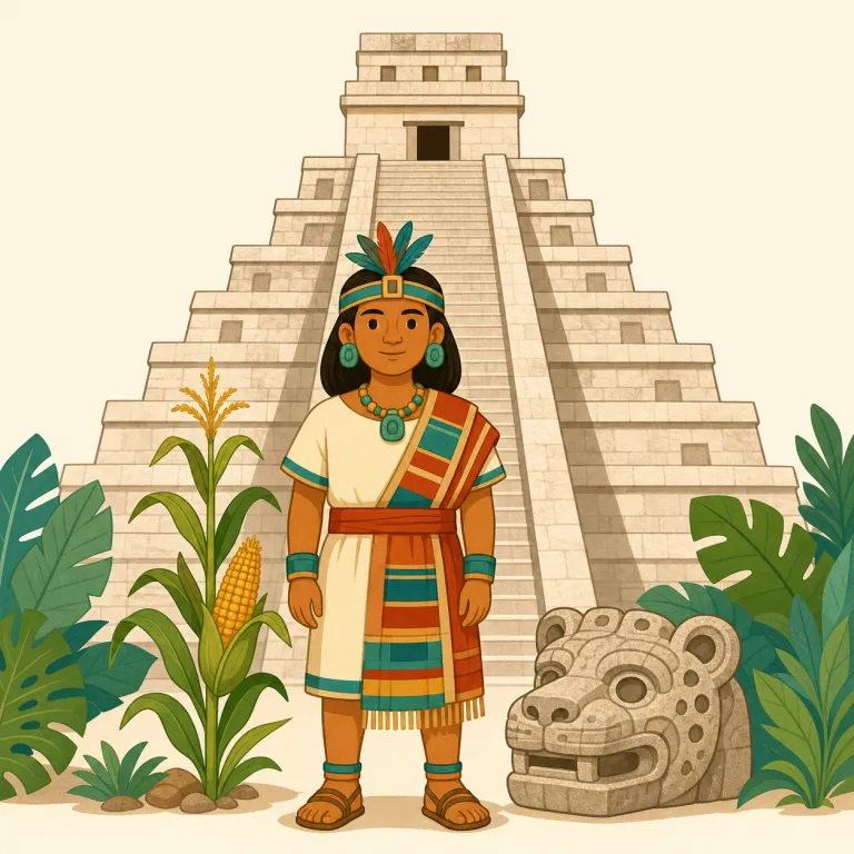 mayan（マヤ文明の、マヤ人の・形容詞）の覚え方イラスト — mayan は固有名詞 Maya に「〜の」「〜人」を作る -an が付いた形と見ると覚えやすいです