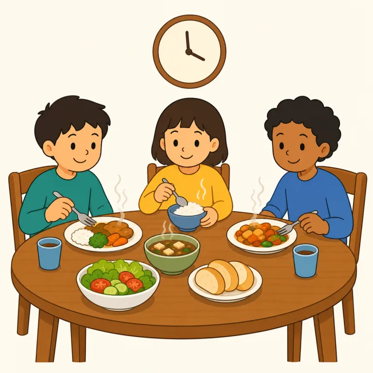 mealtime（食事の時間・名詞）の覚え方イラスト — meal と time がそのまま合わさった語なので、まず「食事そのもの」ではなく「食べる時間帯」を指すと押さえる