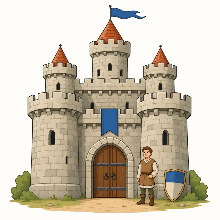 medieval（中世の・形容詞）の覚え方イラスト — medi- を見たら medium や middle を連想すると、中間の時代＝「中世の」とつながる