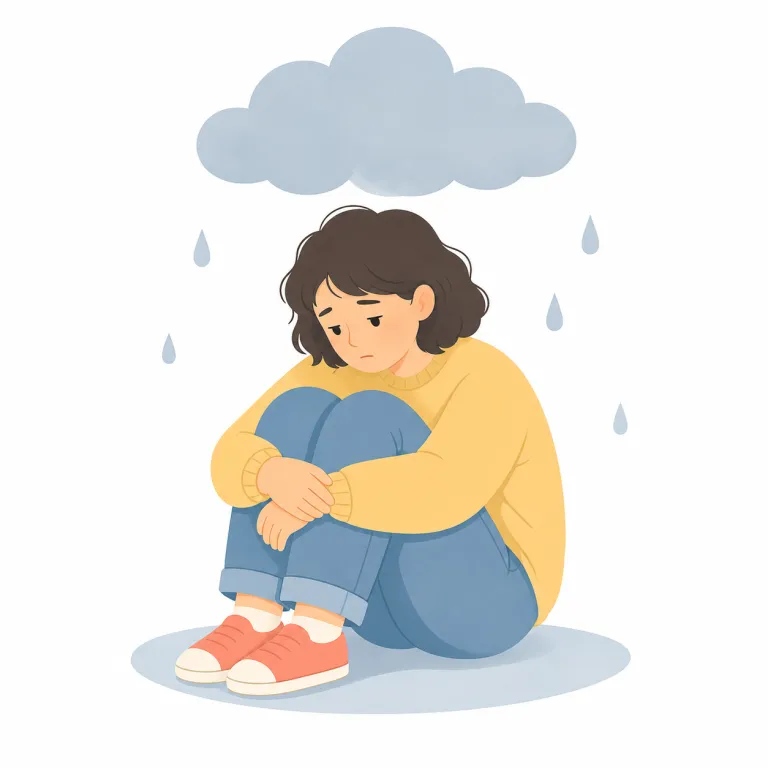 melancholy（憂鬱・名詞）の覚え方イラスト — 名詞では、melancholy は感情の「種類」や「空気」をまとめて名づける語です
