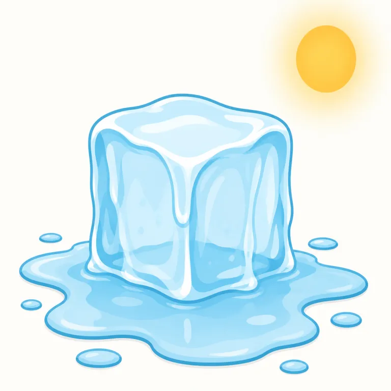 melt（溶ける・動詞）の覚え方イラスト — melt は「固体が熱で液体になる」と考える基本動詞です