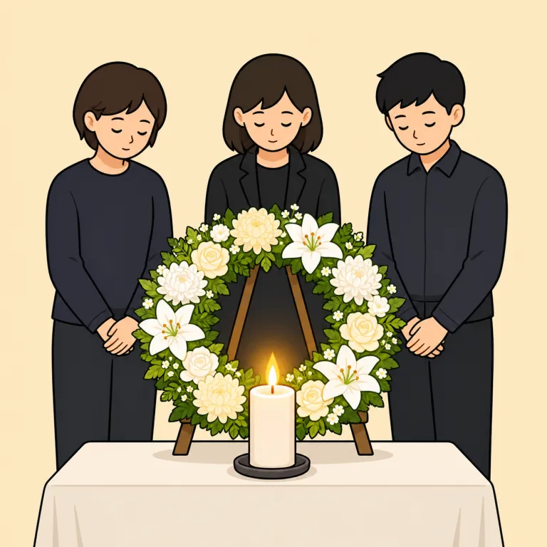 memorial（追悼式、記念式典・noun）の覚え方イラスト