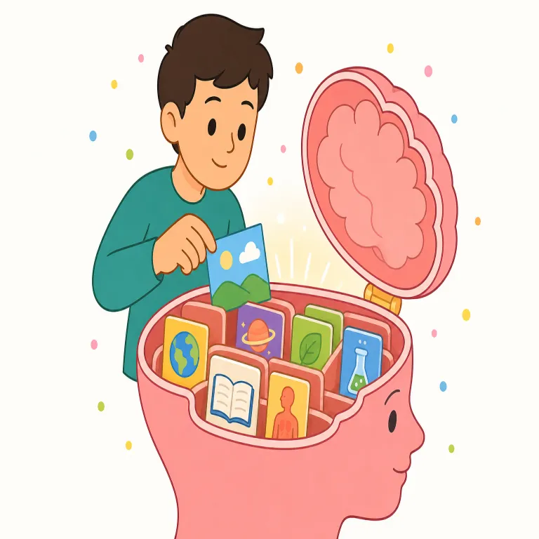 memorization（暗記・名詞）の覚え方イラスト — 核は memory「記憶」