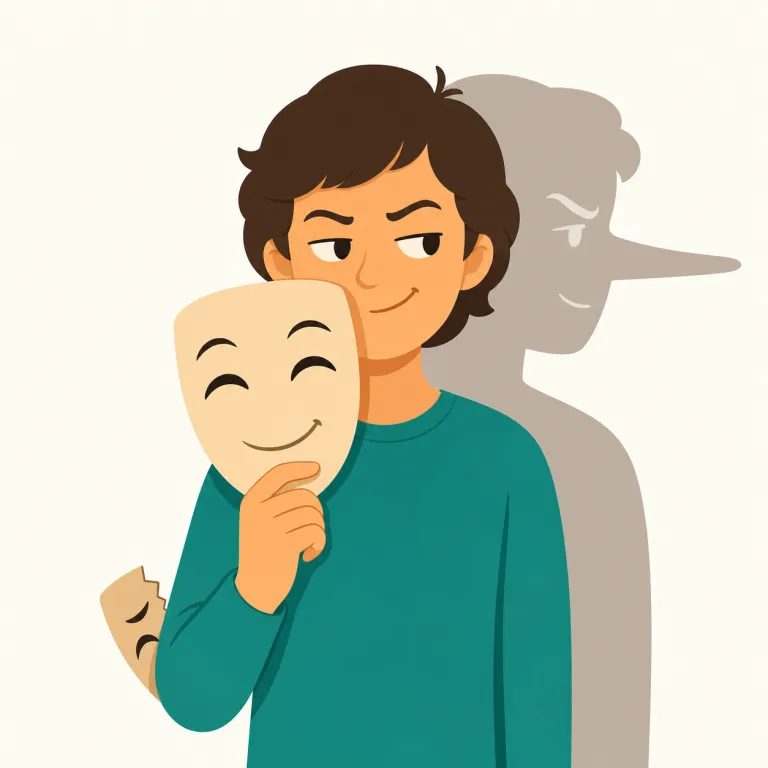 mendacious（嘘つきの・形容詞）の覚え方イラスト — mendacious は、まず名詞 mendacity（虚偽）とセットで覚えると定着しやすい語です