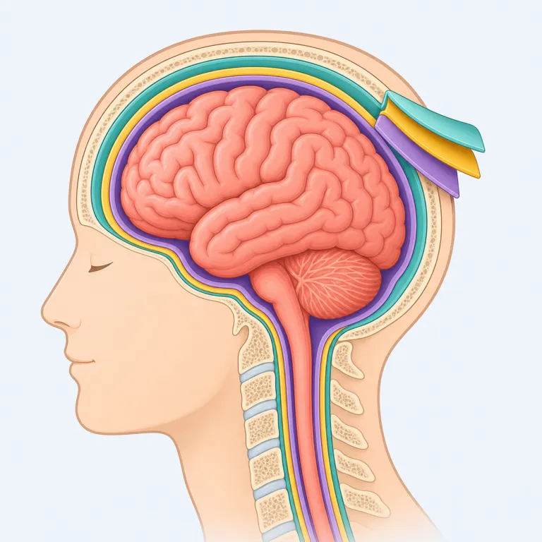 meninges（髄膜・名詞）の覚え方イラスト — meningitis（髄膜炎）を知っていると、この語はかなり覚えやすくなります