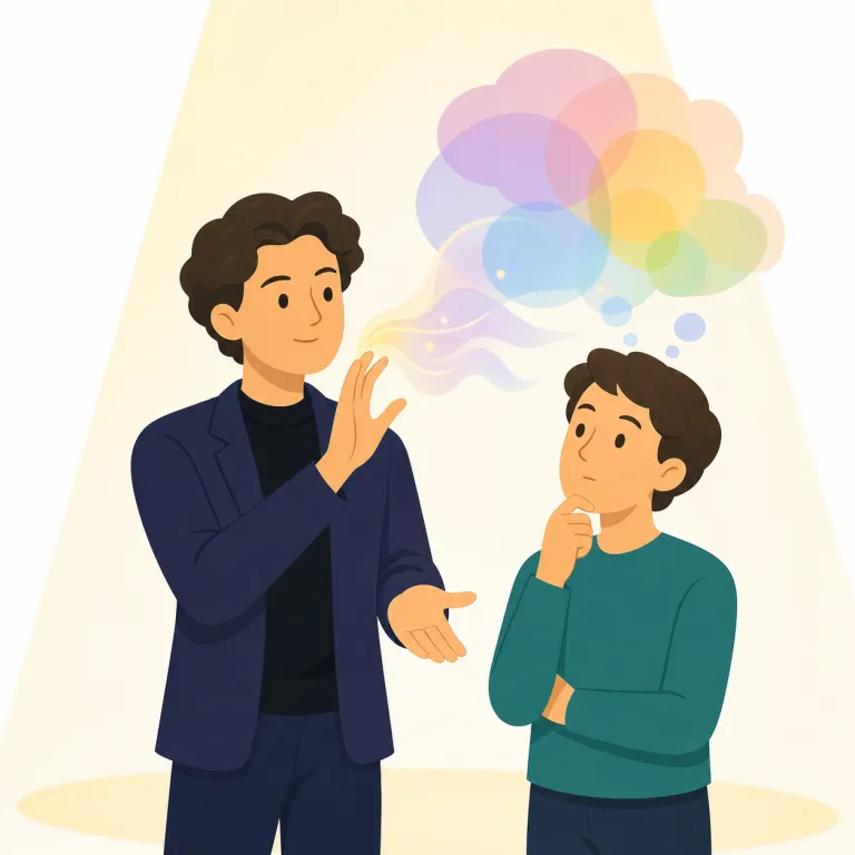 mentalist（メンタリスト・名詞）の覚え方イラスト — mental が「心・精神」、-ist が「〜する人」だと見れば、「心を扱う人」で骨格がつかめます