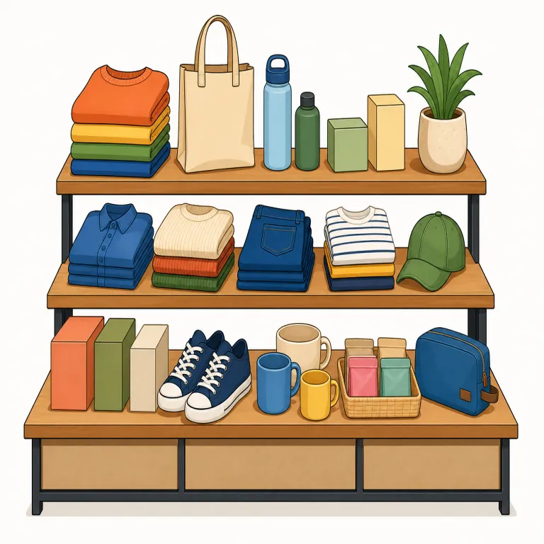 merchandise（商品・名詞）の覚え方イラスト — merchant（商人）や market（市場）を知っているとつながりやすい語