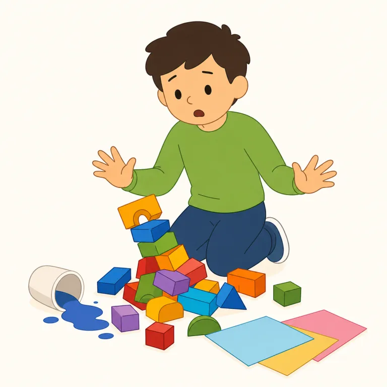 mess up（失敗する・句動詞）の覚え方イラスト — mess up は「失敗する、しくじる」という口語表現として覚えます