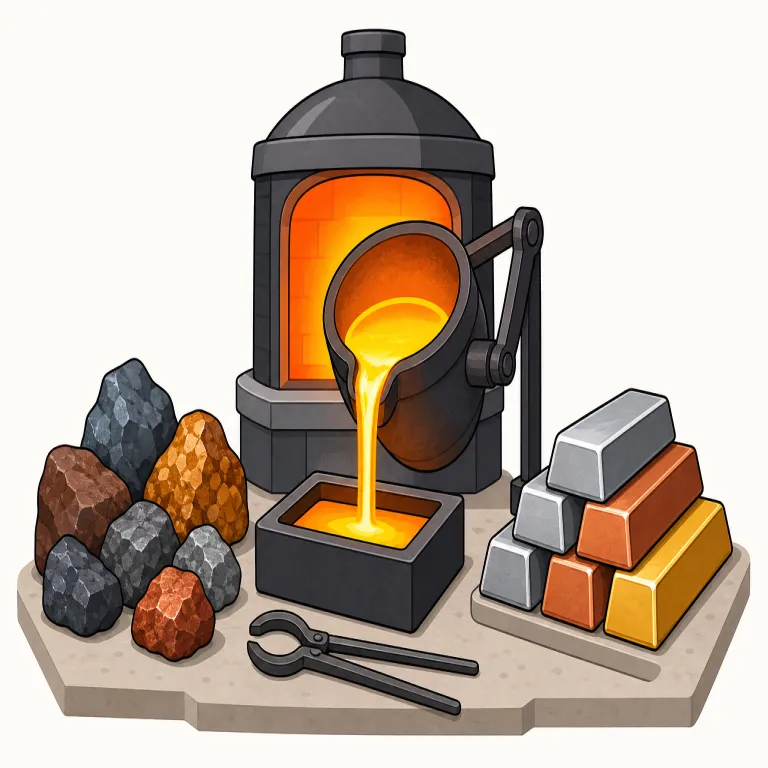 metallurgical（冶金学的な・形容詞）の覚え方イラスト — まず metal が見えれば核はつかめます