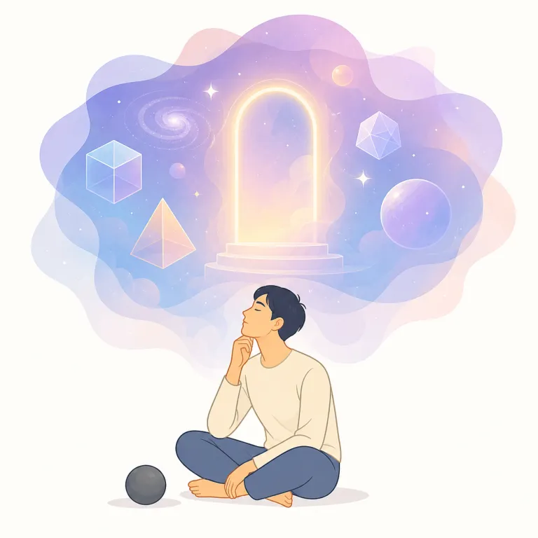 metaphysical（形而上学的な・形容詞）の覚え方イラスト — physical が『物理的な・目に見える現実の』なら、metaphysical は meta-『その先へ・超えて』考える語