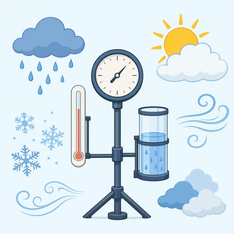 meteorological（気象学的な・形容詞）の覚え方イラスト — meteorological は長いので meteor / ology / ical の3つに切って覚えると負担が減る