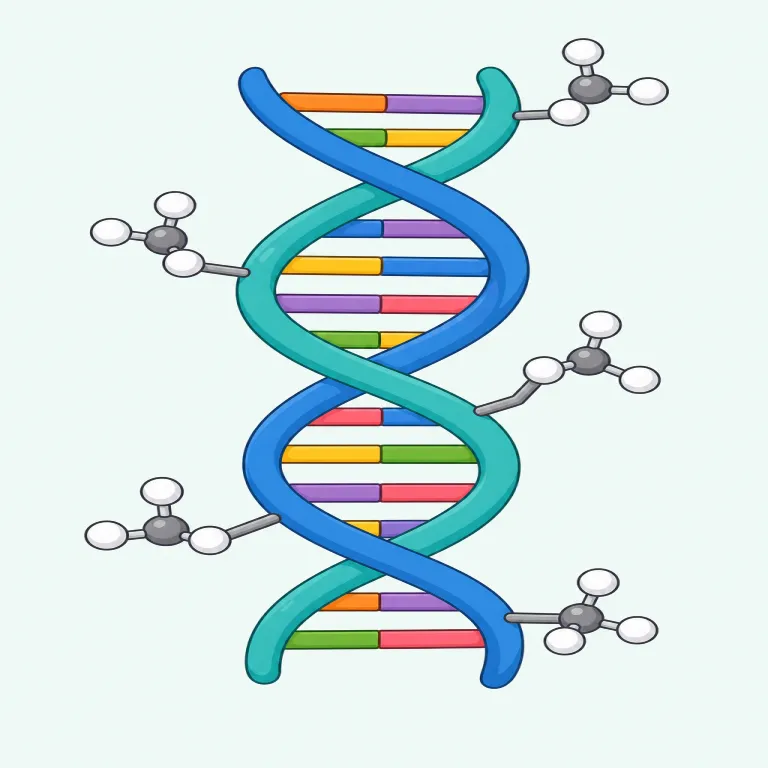 methylated（メチル化された・形容詞）の覚え方イラスト — methylated は、まず名詞 methyl とセットで覚えると定着しやすい語です