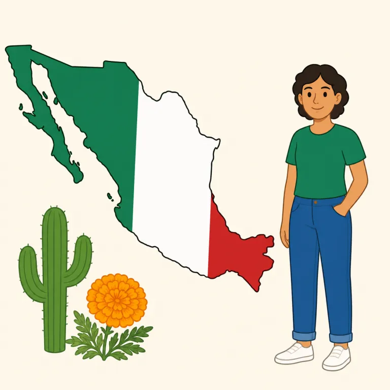 Mexican（メキシコの、メキシコ人）の覚え方イラスト — Mexico を知っていれば、その国に属する人・物を表す形にしたのが Mexican と覚えると定着しやすい
