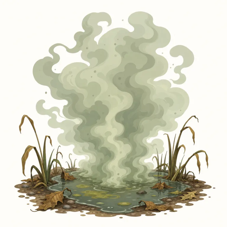 miasma（瘴気・名詞）の覚え方イラスト — mass や mess を思い出すと覚えやすい語