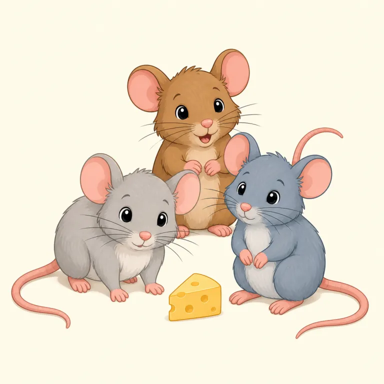 mice（ネズミ／マウス（複数）・名詞）の覚え方イラスト — mouse の複数は、ネズミなら基本的に mice