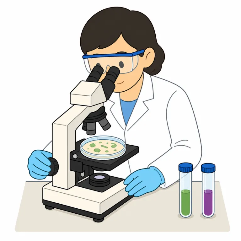 microbiologist（微生物学者・noun）の覚え方イラスト