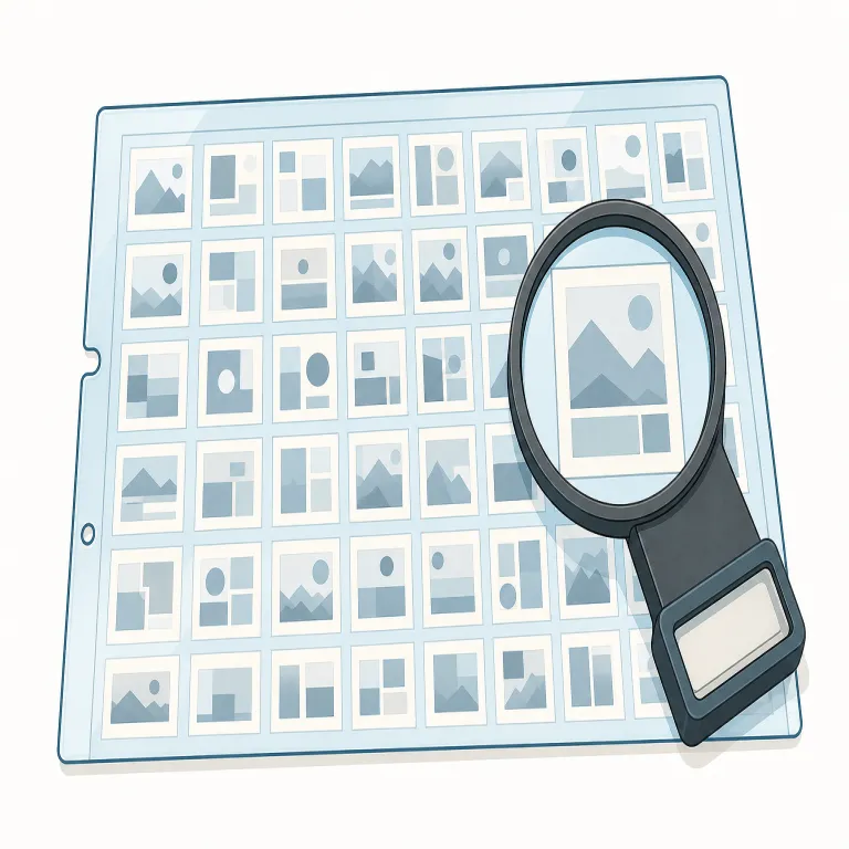 microfiche（マイクロフィッシュ・名詞）の覚え方イラスト — micro- が付く語は microscope, microchip, microfilm のように「ごく小さい」でそろえて覚えると定着しやすい