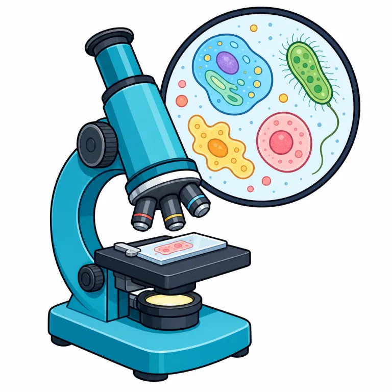 microscopic（顕微鏡の・adjective）の覚え方イラスト