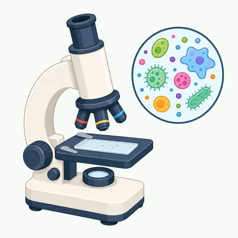 microscopically（顕微鏡的に・副詞）の覚え方イラスト — これは microscopically の「極めて小さく」という程度の意味とは別に、実際に顕微鏡を使う、または顕微鏡レベルの視点で調べるという専門寄りの用法です