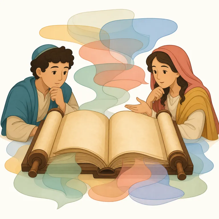 midrash（ミドラーシュ・名詞）の覚え方イラスト — 一般的な commentary や interpretation より、ユダヤ教の聖書解釈に特化した語として固めると覚えやすいです