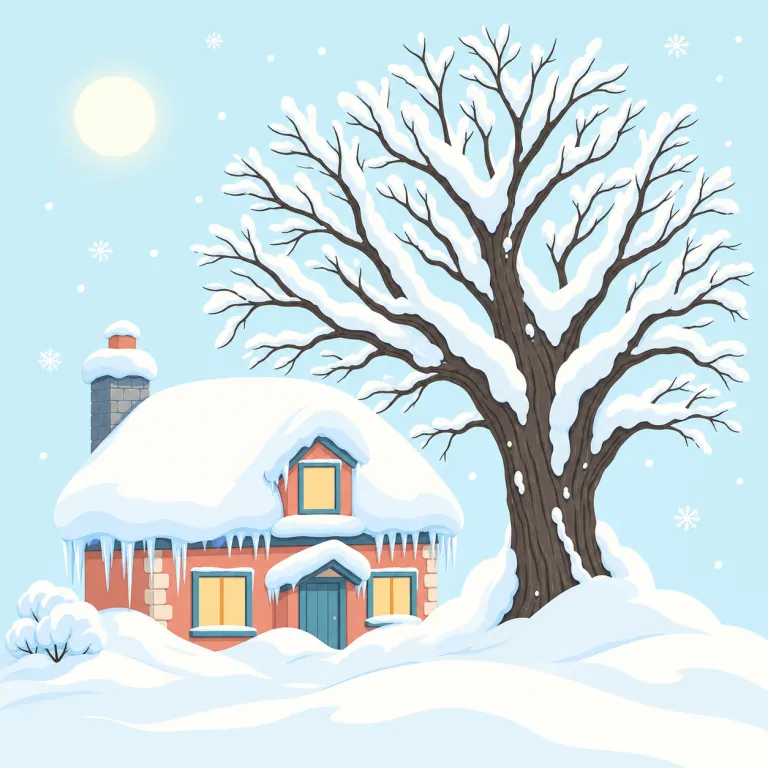 midwinter（真冬・名詞）の覚え方イラスト — midwinter は winter に mid-「真ん中」が付いた形