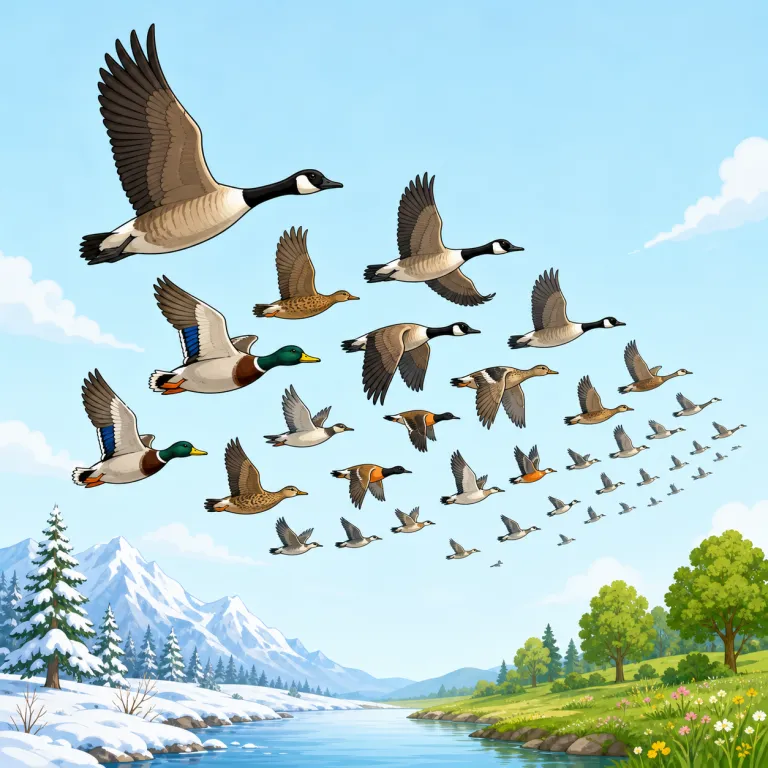 migration（移動、渡り・noun）の覚え方イラスト