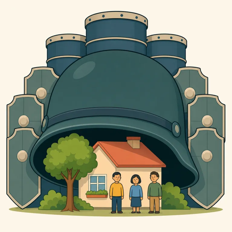 militarism（軍国主義・名詞）の覚え方イラスト — まず military「軍の」を知っていれば、militarism は「軍を中心に置く考え方」だと取りやすいです
