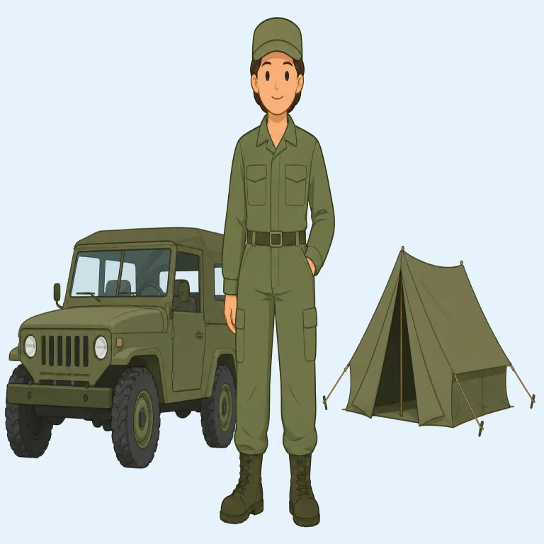military（軍の、軍事の・形容詞）の覚え方イラスト — 形容詞では military + 名詞 の形をひとかたまりで覚えるのが効果的です