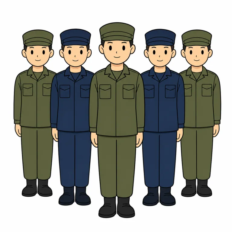 military（軍隊、軍部・noun）の覚え方イラスト