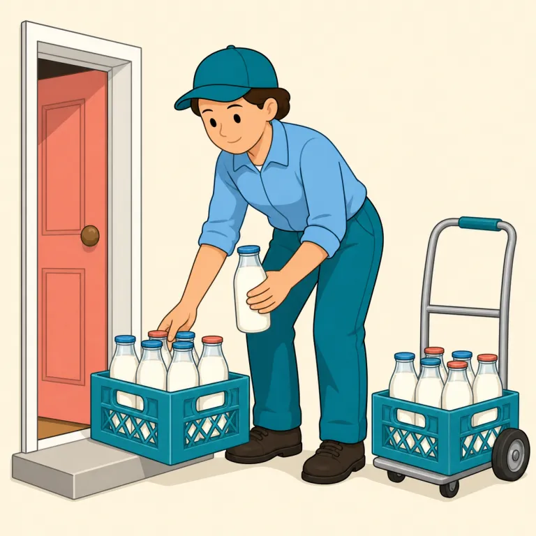 milkman（牛乳配達人・名詞）の覚え方イラスト — milk + man の直球な複合語として覚えるのが最短です
