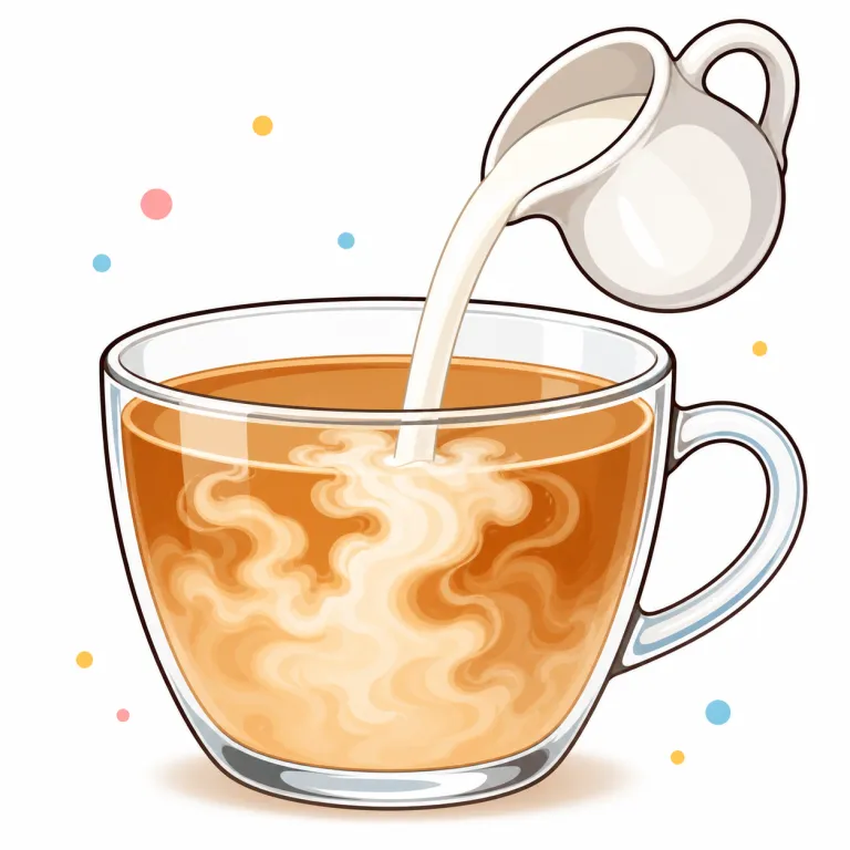 milky（ミルク入りの・adjective）の覚え方イラスト