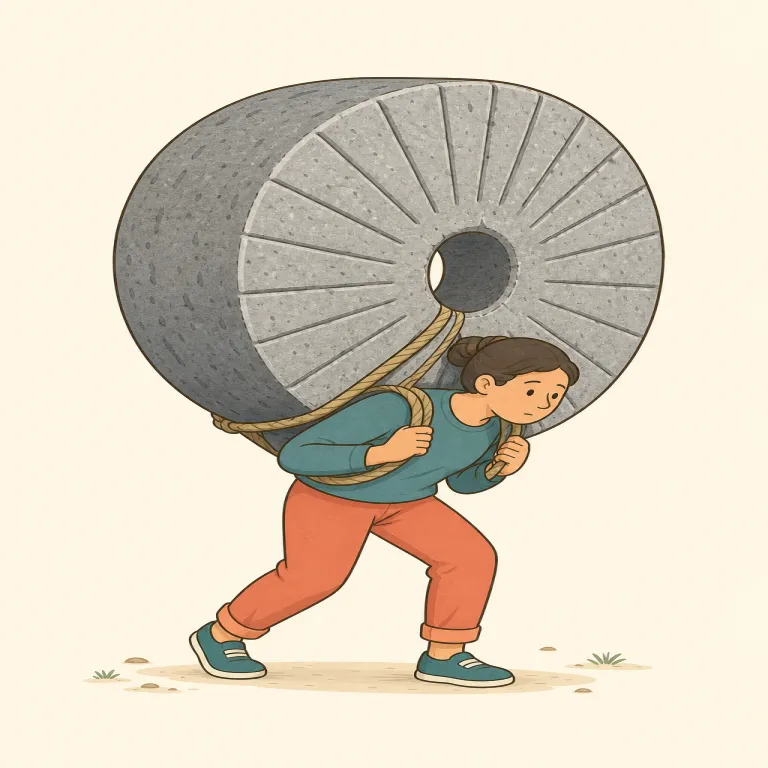 millstone（石臼／重荷・名詞）の覚え方イラスト — mill と stone に分けて覚えるとよい