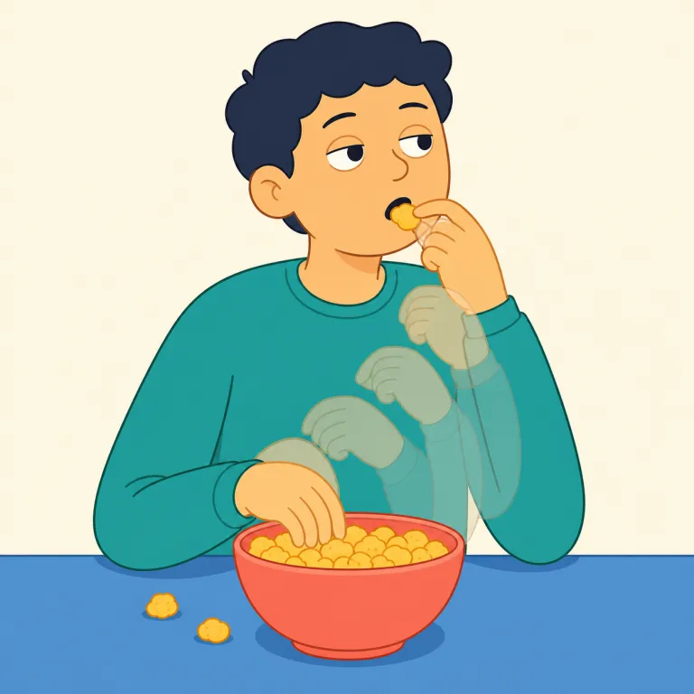 mindlessly（無意識に・副詞）の覚え方イラスト — mindlessly は mind + less + ly で分けると覚えやすい