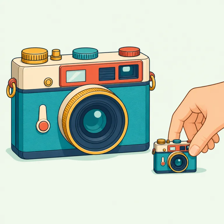 miniaturize（小型化する・動詞）の覚え方イラスト — miniature「小型のもの」に -ize「〜にする」を加えた形なので、「小型にする」とそのまま分解すると覚えやすい語です