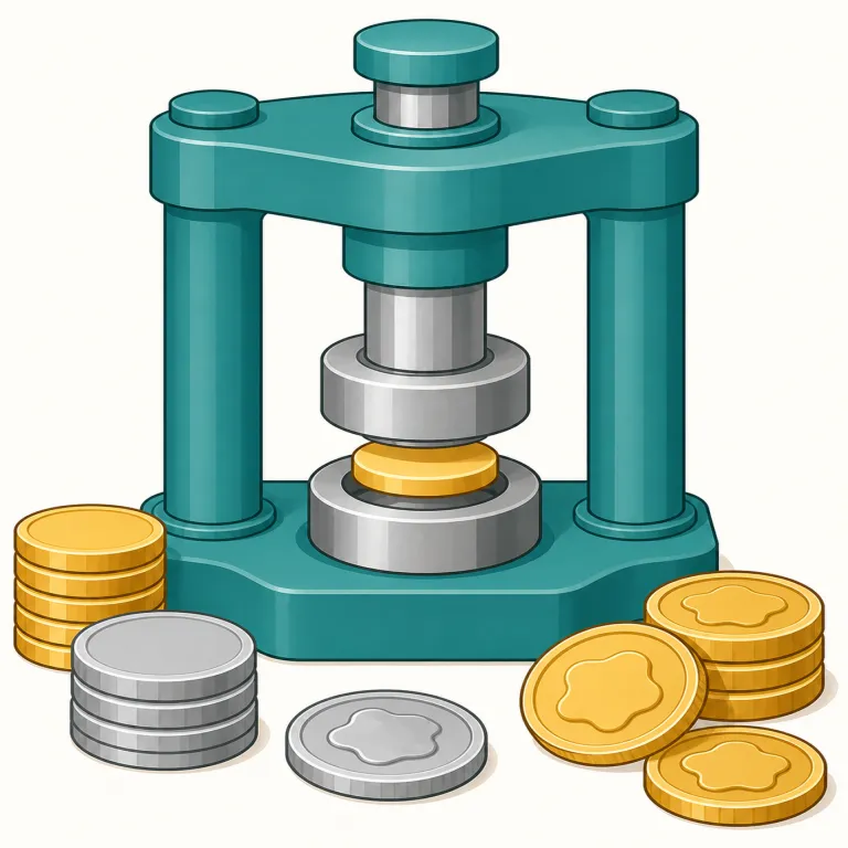 minting（鋳造・名詞）の覚え方イラスト — minting は mint を「ミント味」「ハーブ」ではなく「貨幣を作る」の語義で固定すると残りやすい