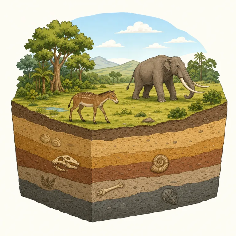 miocene（中新世・名詞）の覚え方イラスト — 地質時代名の -cene は Eocene / Oligocene / Miocene / Pliocene / Holocene などに共通し、「○○世」を表す仲間だとまとめて覚える…
