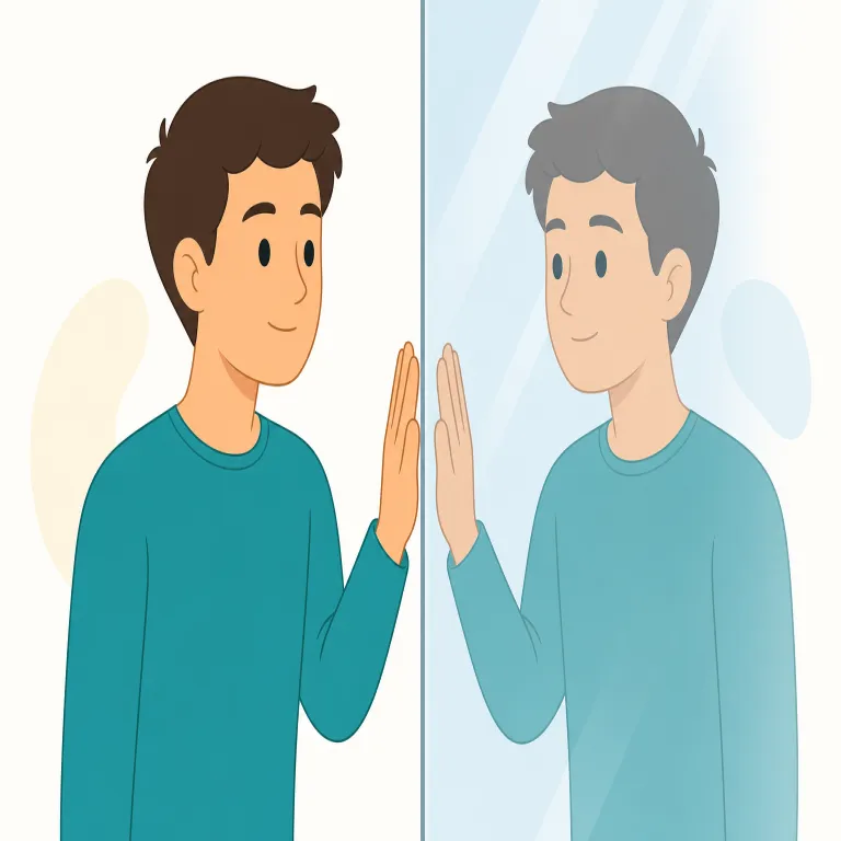 mirror（反映する・verb）の覚え方イラスト