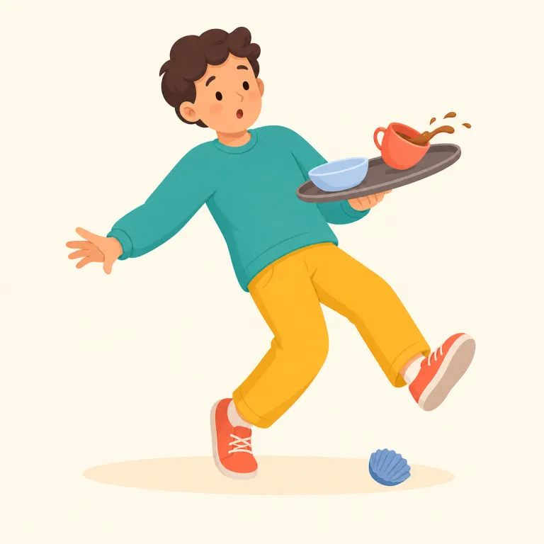 mishap（事故・名詞）の覚え方イラスト — mis- は miss, mistake, misunderstand などと同じく「うまくいかない・まずい」の合図
