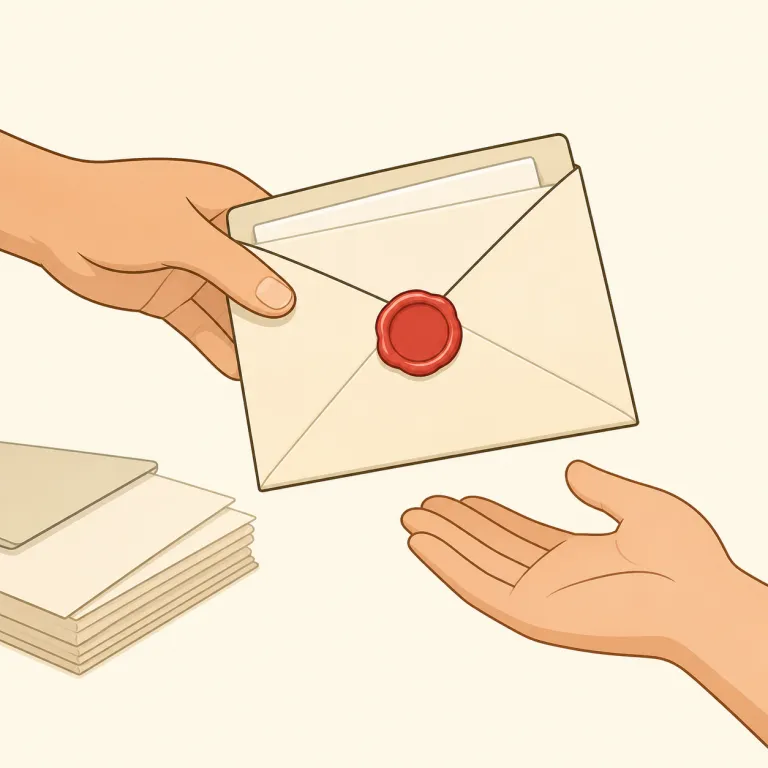 missive（手紙・名詞）の覚え方イラスト — letter を基本語として持ち、missive はその「改まった版」として置くと覚えやすいです